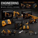 RC Alloy Construction Vehicle Set – Excavator, Dump Truck & Forklift (1:64 Scale)